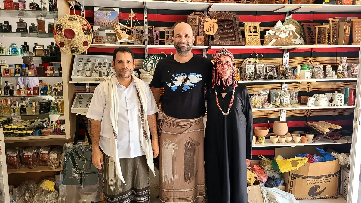 tourist at local market with local guide